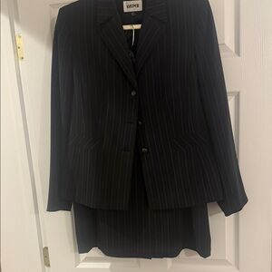 Kasper Black Pinstripe Blazer and Skirt Set
